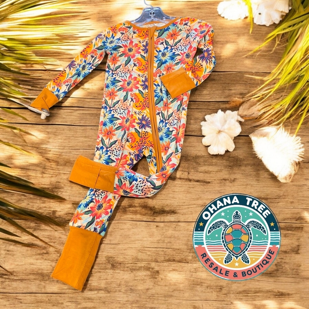 Ohana Tree Floral 2 Way Zip Footie,Jumper
